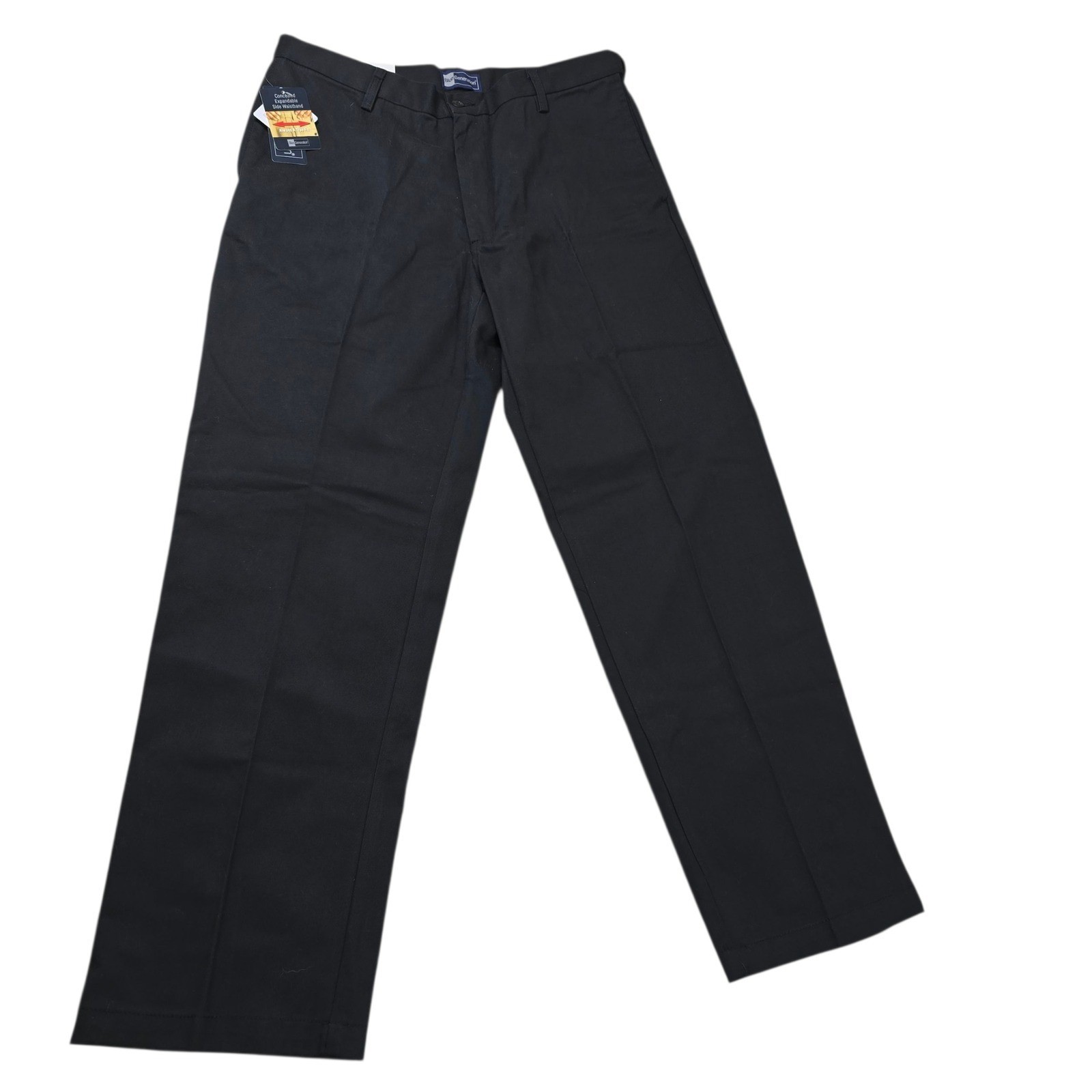 Blue Generation Mens Black Chino Pants Classic Fit Flat Front Size 34×30