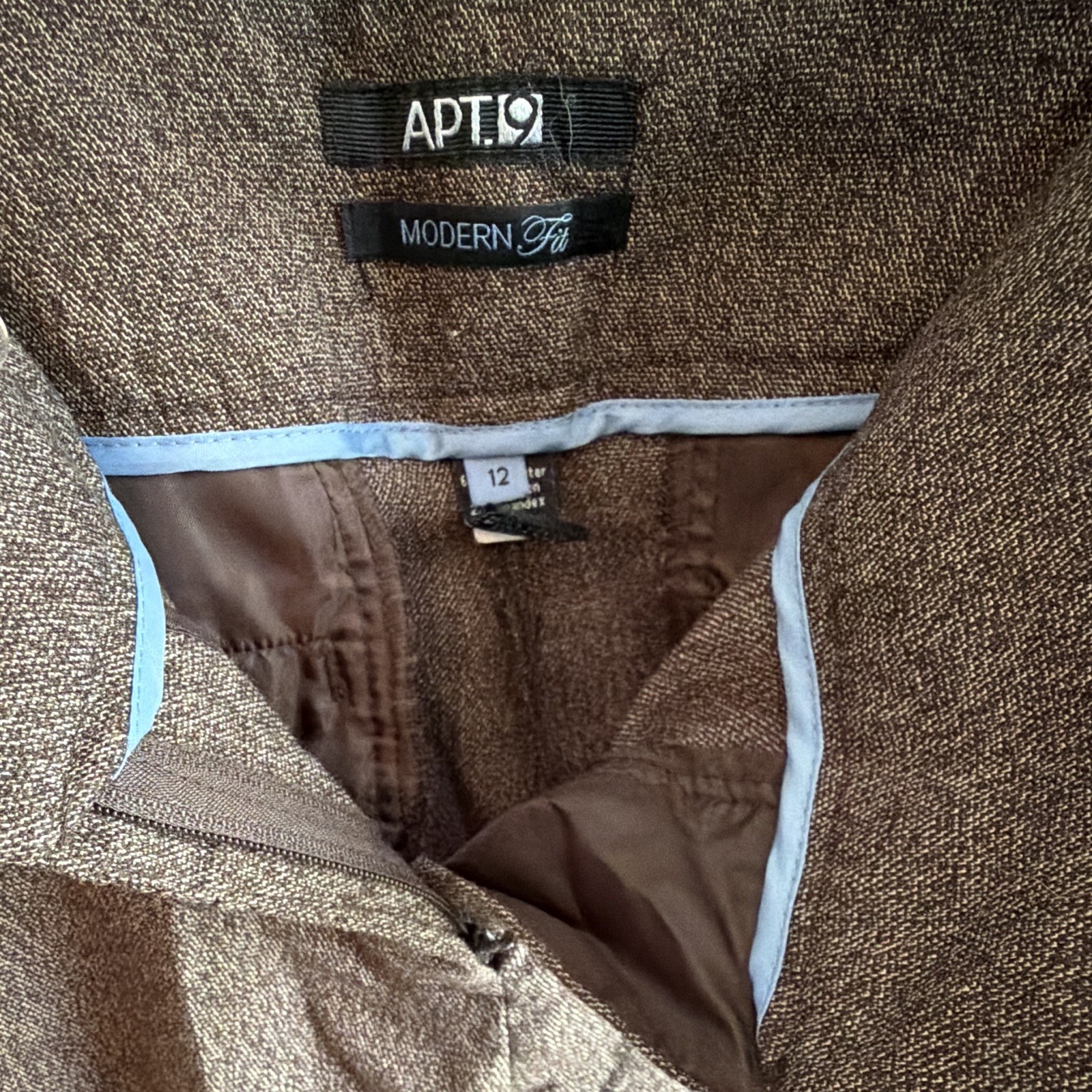 Apt. 9 Women’s Dress Pants Modern Fit Solid Brown Stretch Pockets Regular
