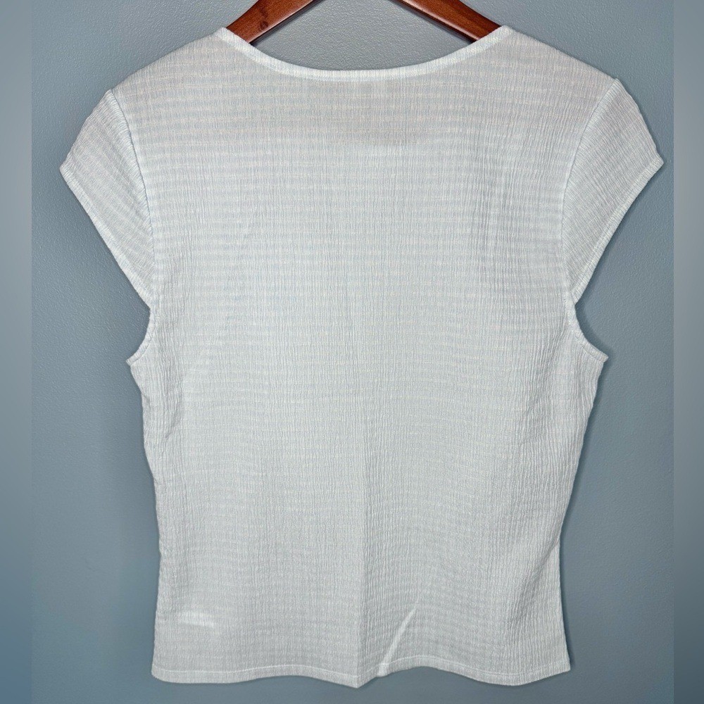 NWT Theory Light Blue Textured Cap Sleeve Top | Size Large