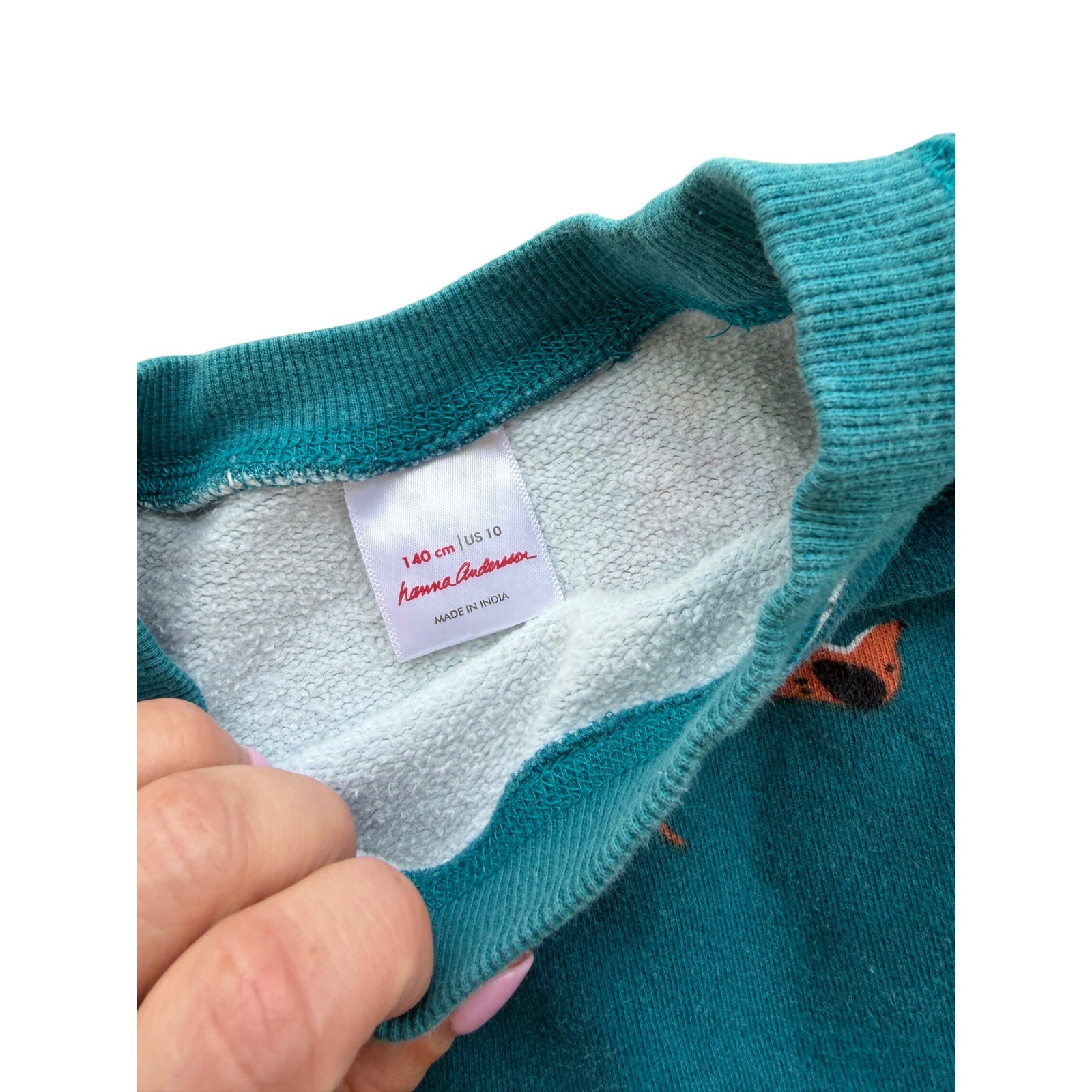 Hanna Andersson Kids Teal Blue All Over Dog Print Sweatshirt Size 10
