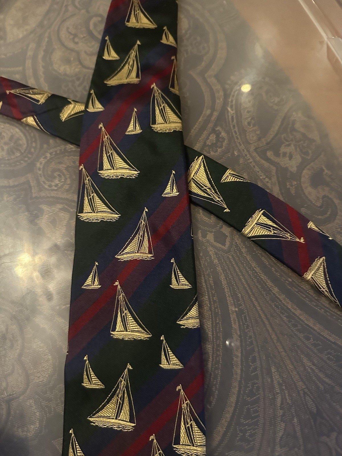 Paul Stuart Men’s All Imported Silk Nautical Necktie Made In USA