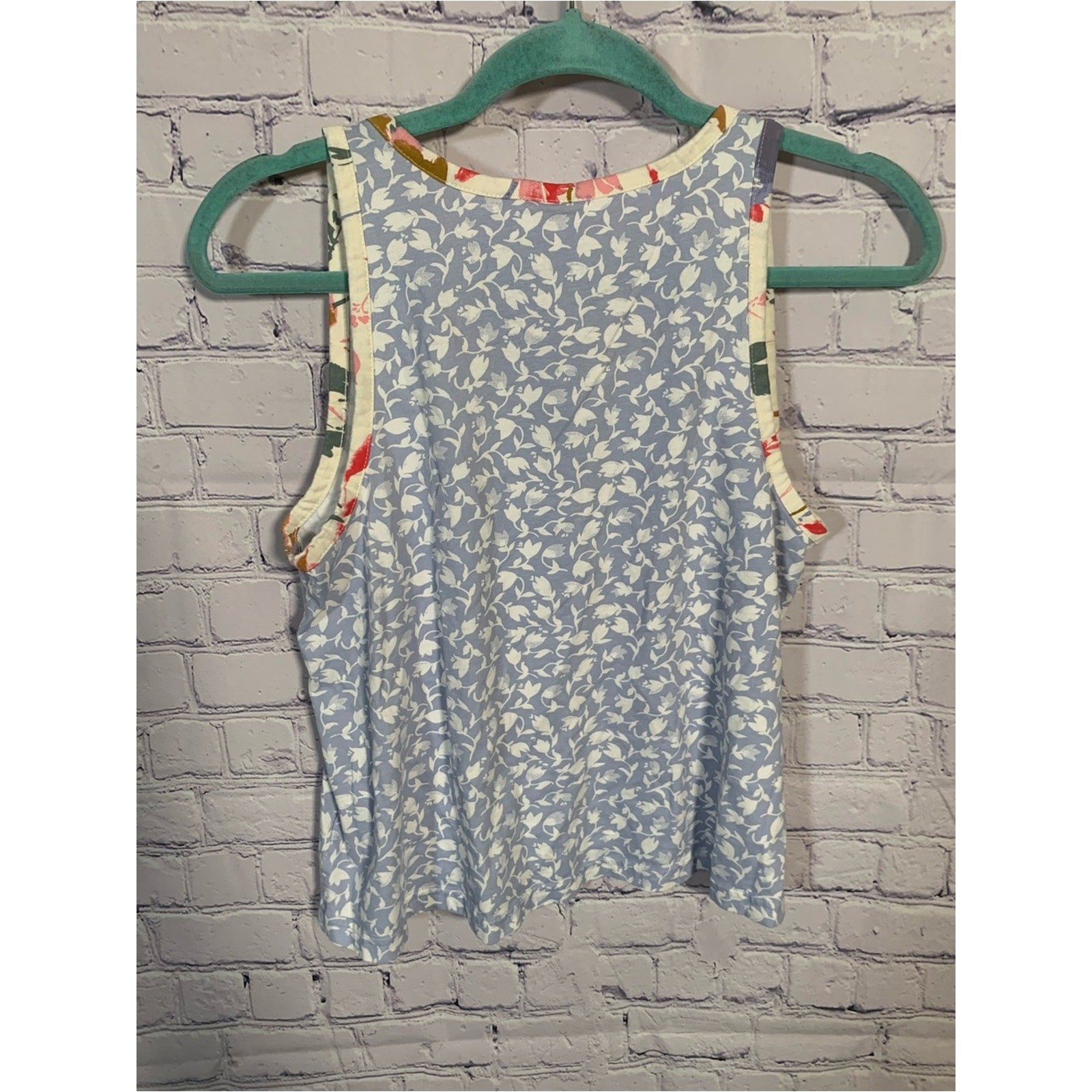 Pact Womens Staycation Tank Floral V-Neck Size M Organic Cotton Casual Vacation