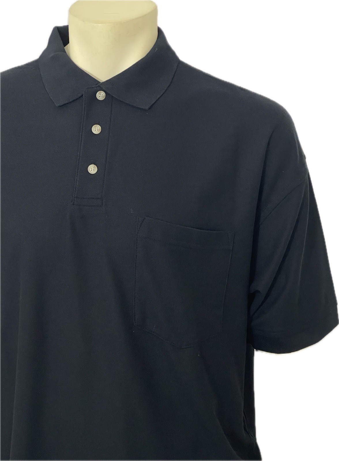Blue Generation Men’s Polo Shirt Black Pocket Short Sleeve Teflon Size XL