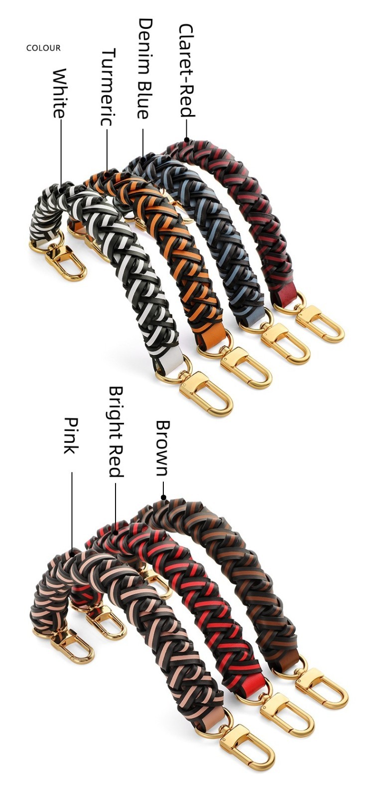 Genuine Leather Braided Handle Strap Purse Handbag Weaving Replacement Strap