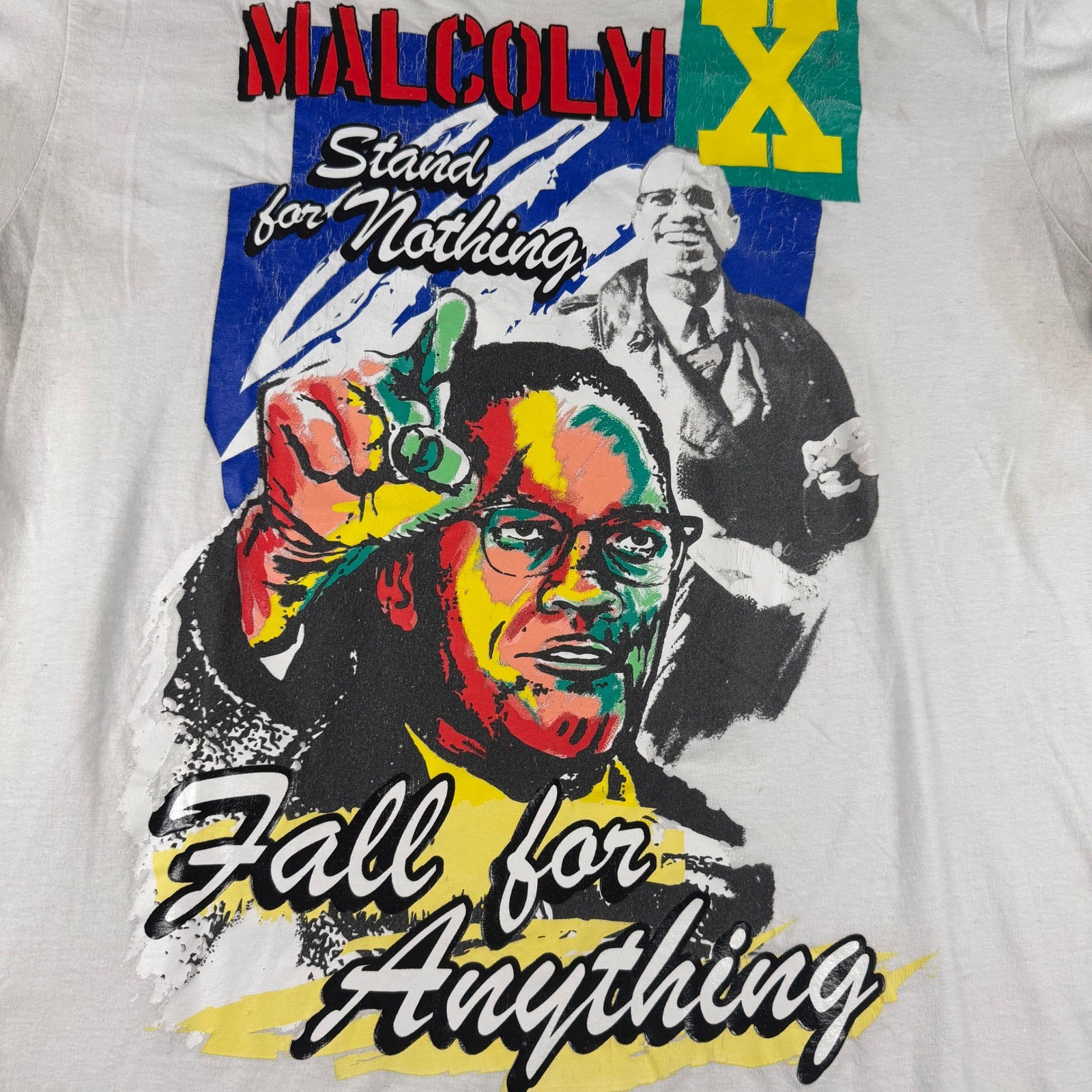 Reason Brand Malcolm X Stand For Nothing Fall For Anything Graphic T-Shirt White