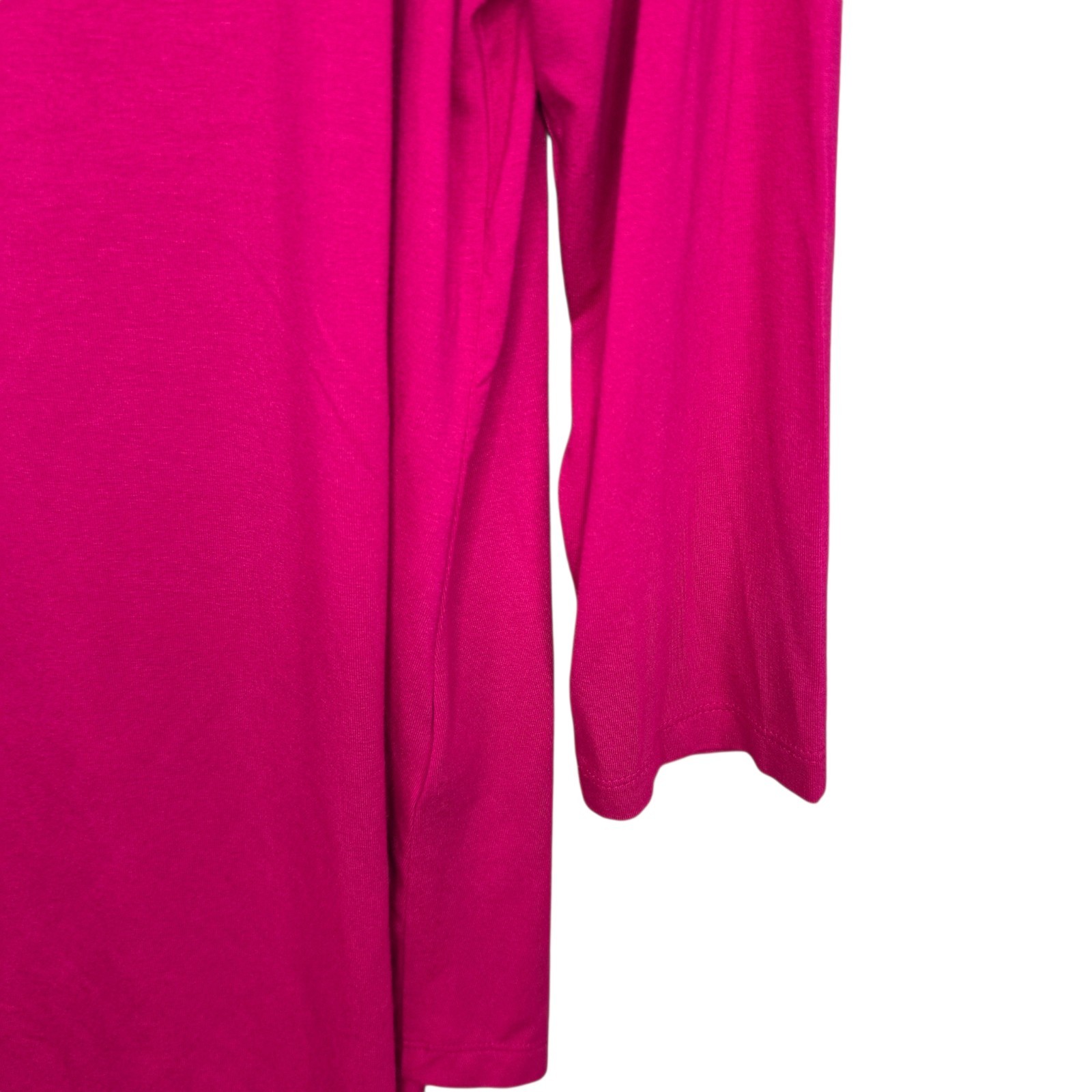 JM Collection Top Womens Medium Fuchsia Scoop Neck 3/4 Sleeve Tee Casual Stretch