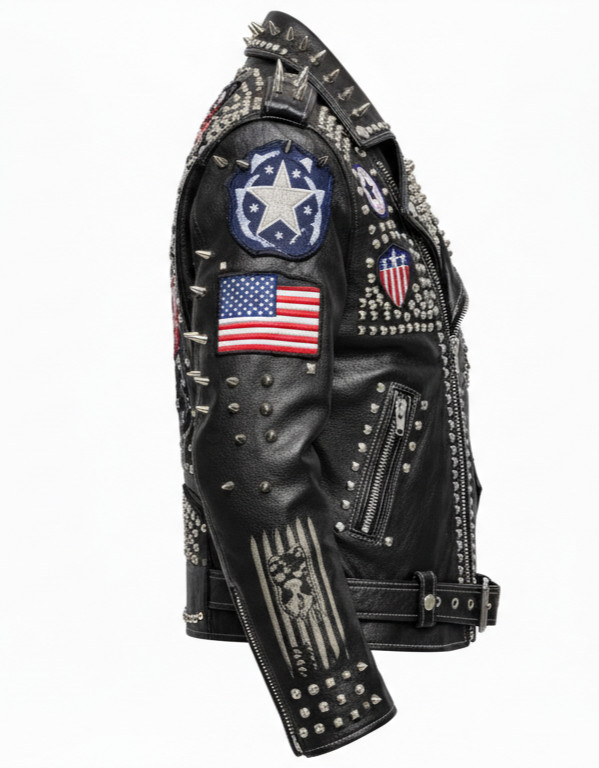 Men’s Studded Leather Jacket | Punk Rock Biker | Spiked Moto | Heavy Metal Style