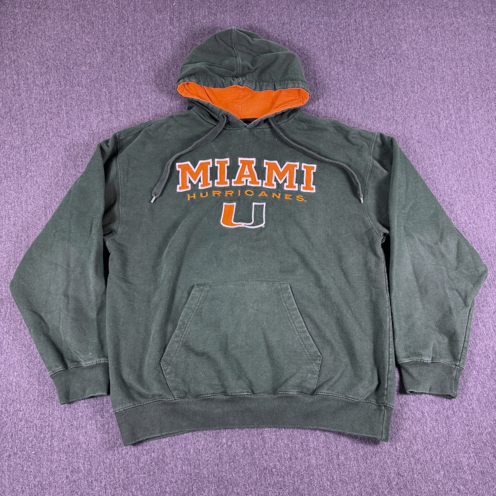 Miami Hurricanes Hoodie Green Orange OVB Medium Pullover NCAA College Football