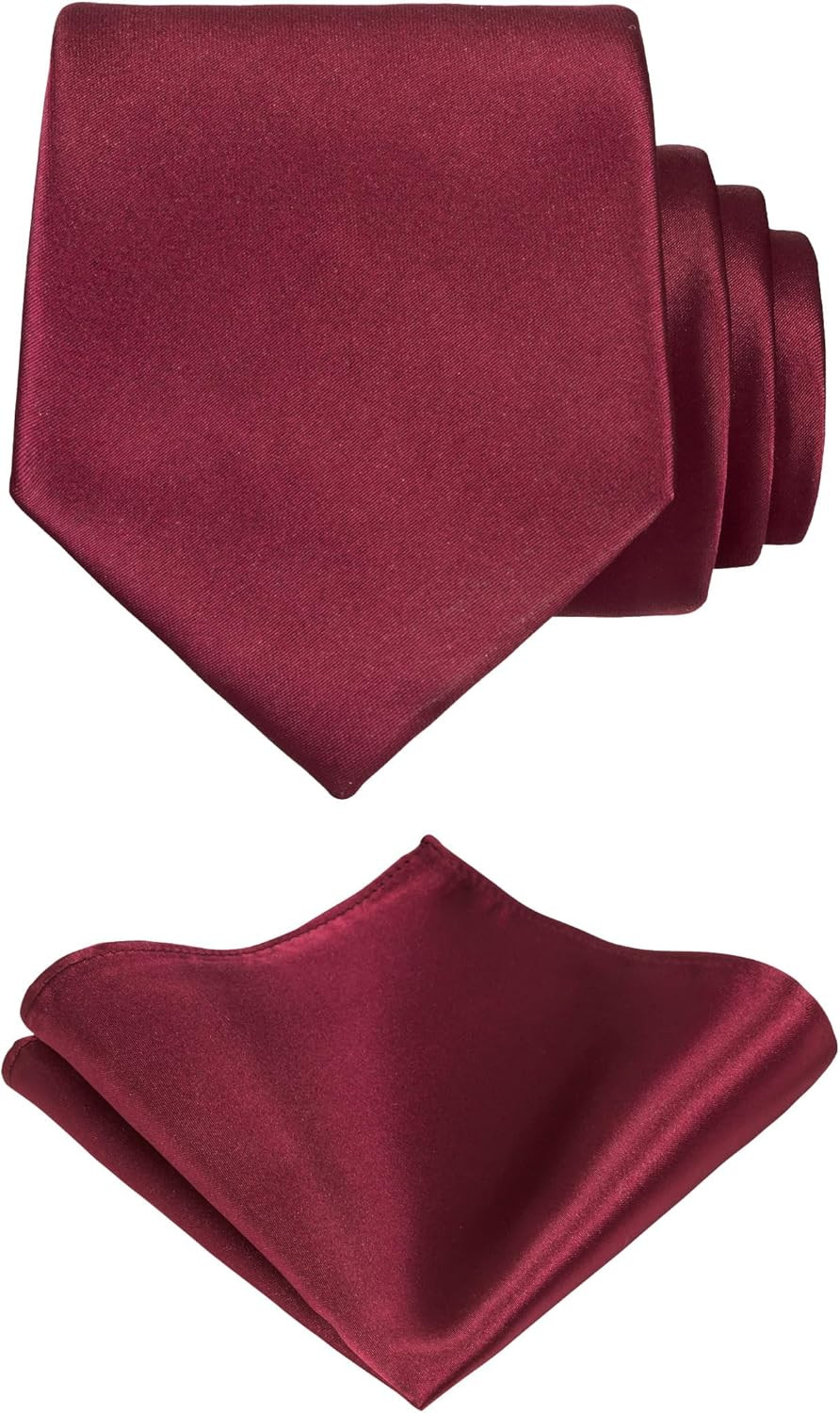 TIE G Solid Satin Woven Dyed Color Formal Black Necktie and Pocket Square Sets i