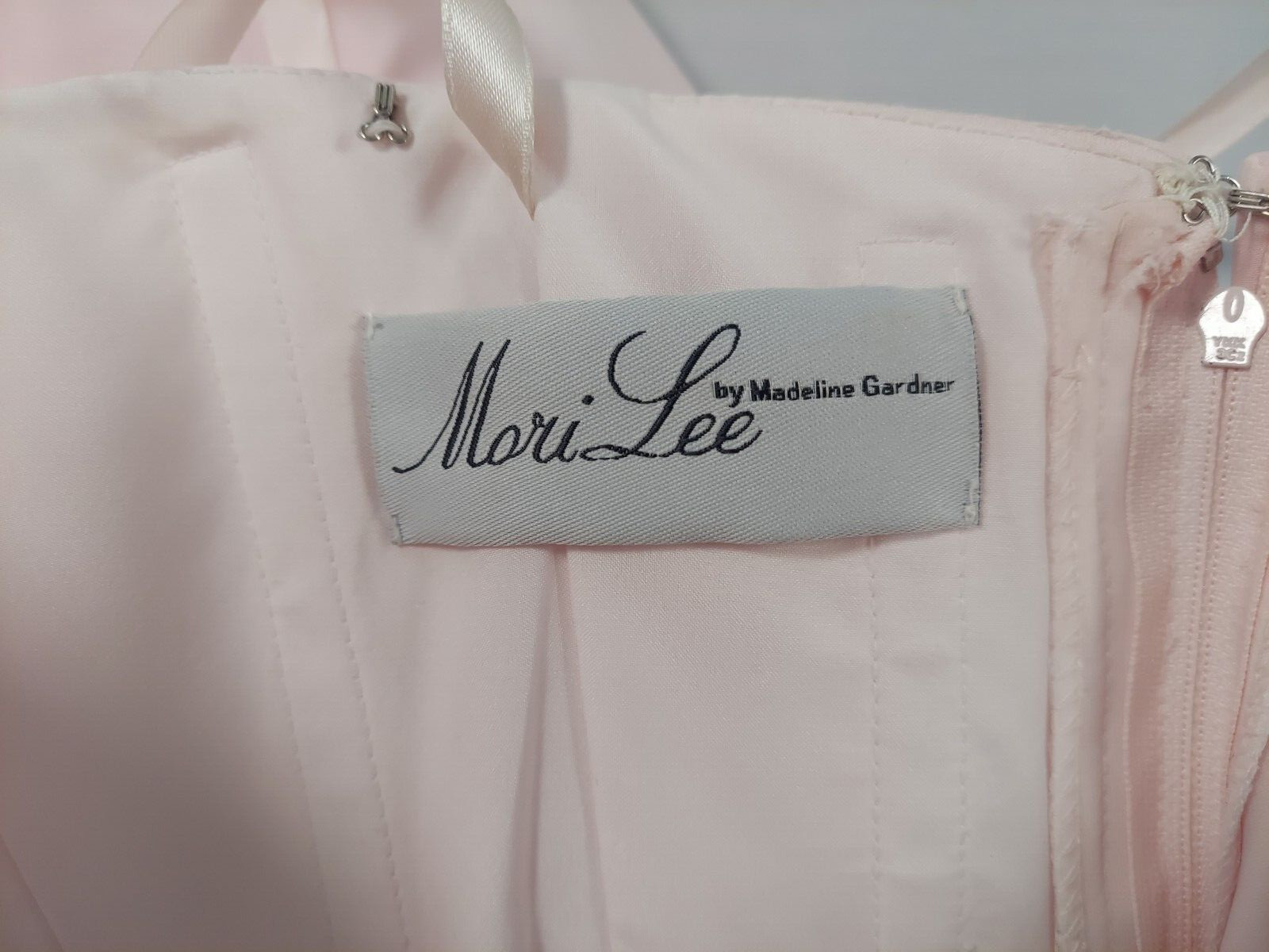 Mori Lee By Madeline Gardner Light Pink With Pearls Long Formal Dress, Size 3/4