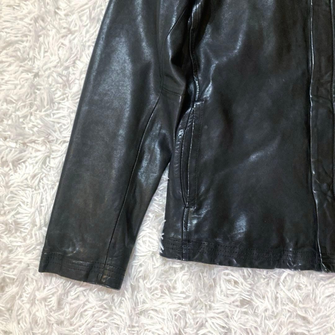 AVIREX Lamb Leather Hooded Jacket Blouson Coat Men Size M Black Genuine