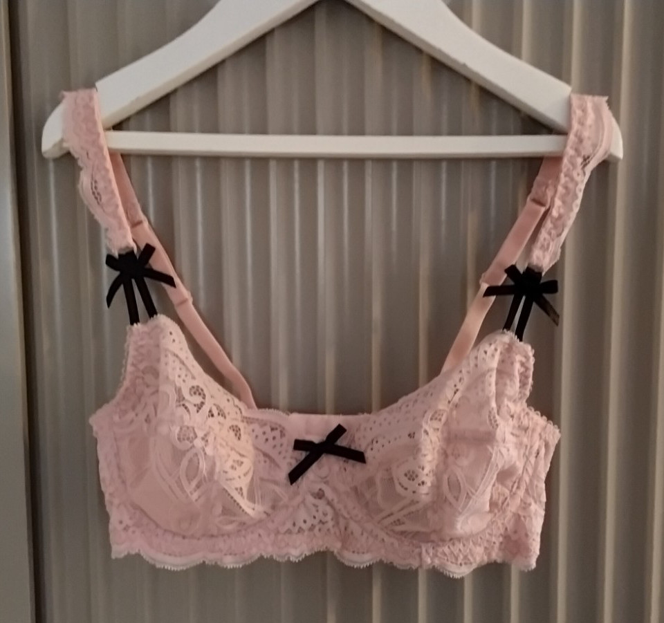TDR BOUTIQUE None Padded Lace Balconette Bra thong set Pink SZ EUR 80DD UK36DD