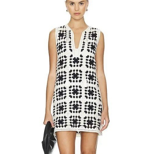 Frame Crochet Pop Over Tassel Mini Dress In Navy Women’s Size X-Small