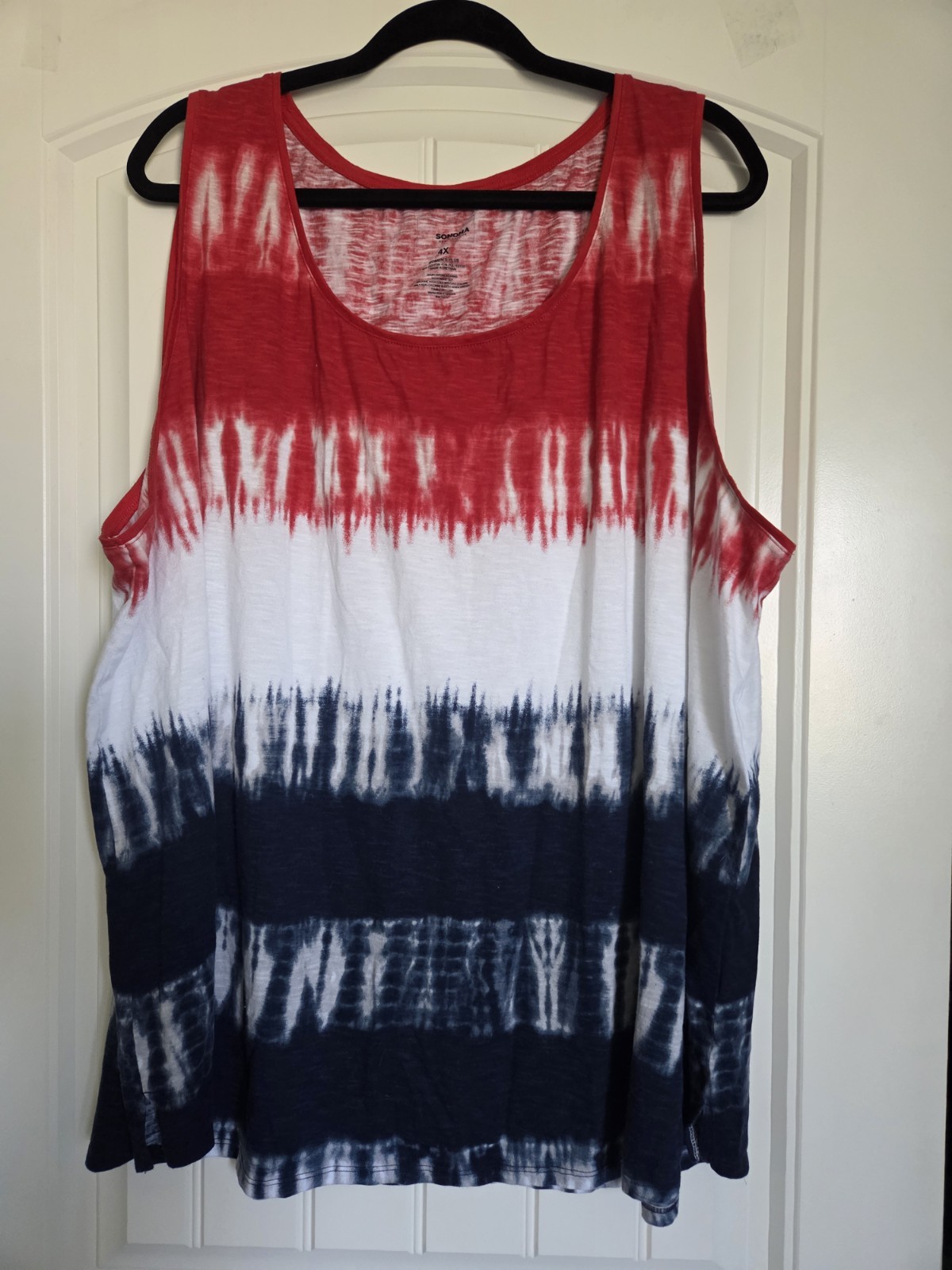 Sonoma Plus 4X Women’s Tie Dye Tank Red White Blue July 4th 250 Celebration