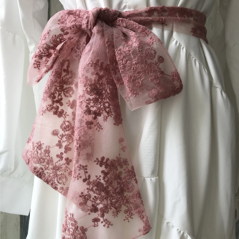 Women Floral Lace Waist Belt Sash Scarf Tie Ribbon Band Lolita ACC Decor