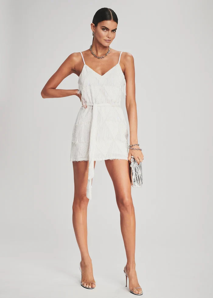 Retrofete Claire Sequin Fringe Flapper Mini Dress Wedding XS Xtra Small