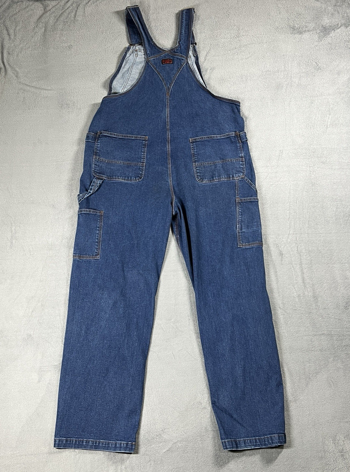 FiveBrother Bib Overalls 38×34 Blue Carpenter Workwear Construction Denim