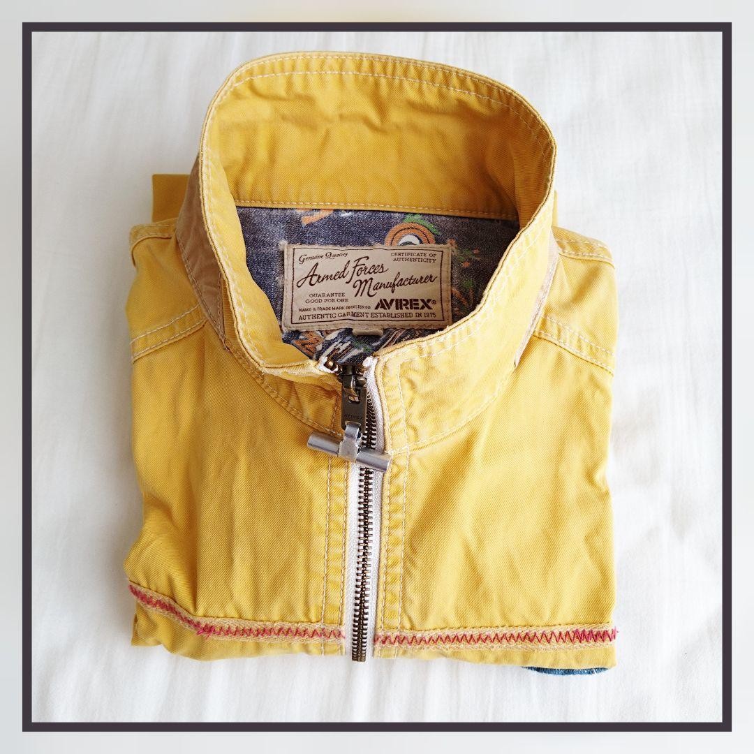 AVIREX Jacket Blouson Coat Men Size L Yellow Vintage Genuine