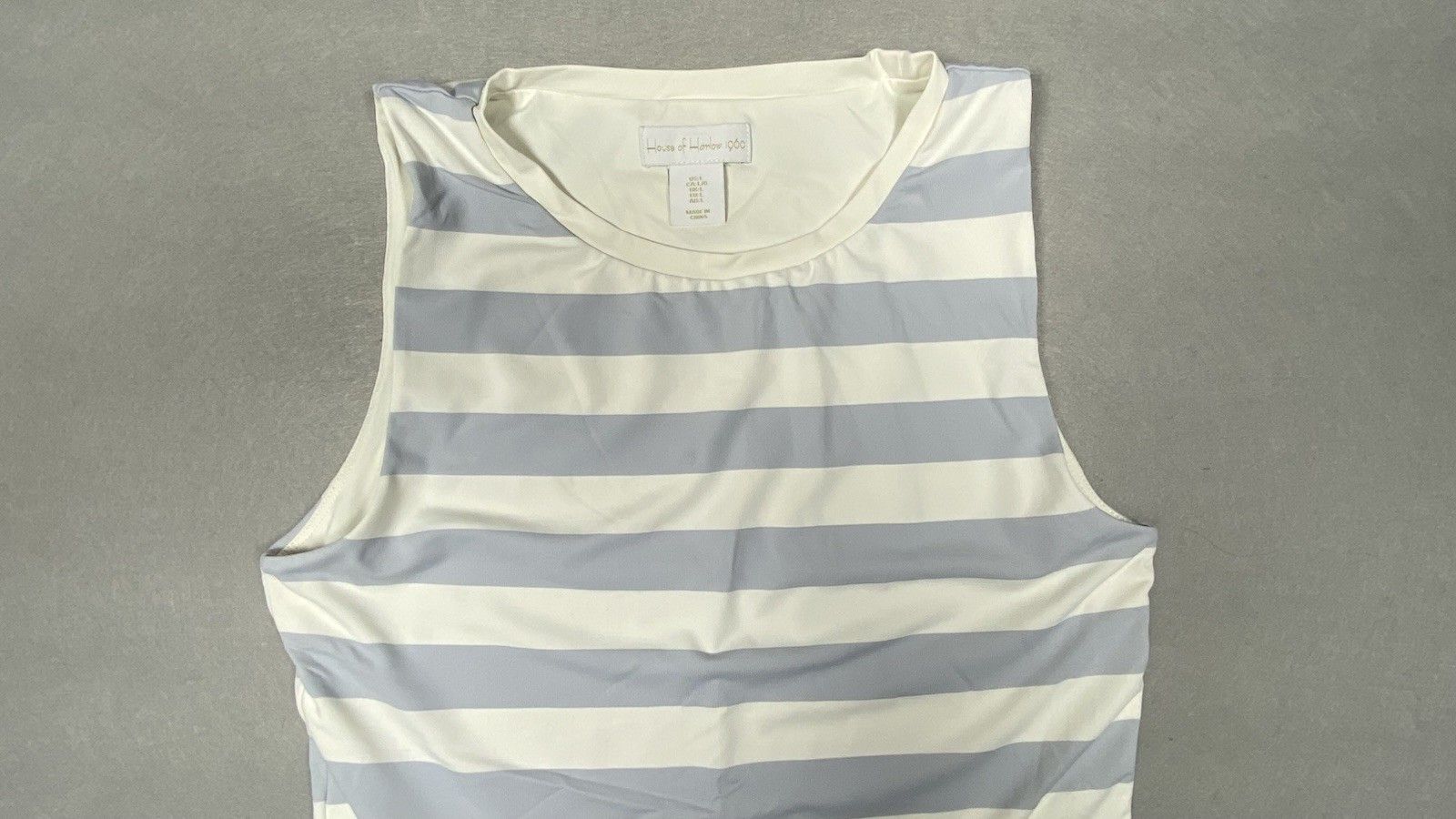 House of Harlow 1960 High Neck Bodysuit Stripe Periwinkle Blue Size Large