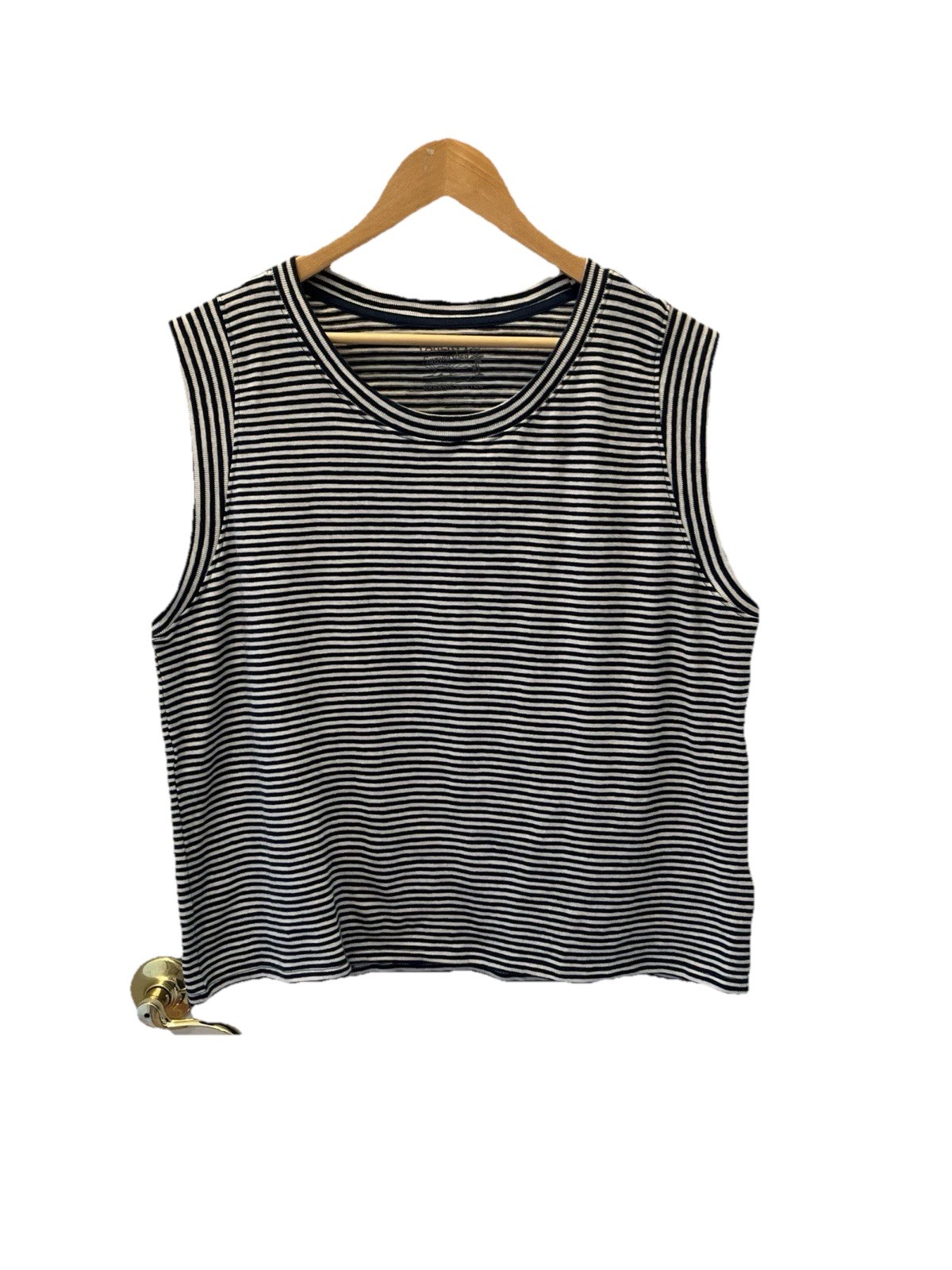 NWT Faherty Sz XXL Sunwashed Slub Muscle Tank Top Blue Stripe Organic Cotton