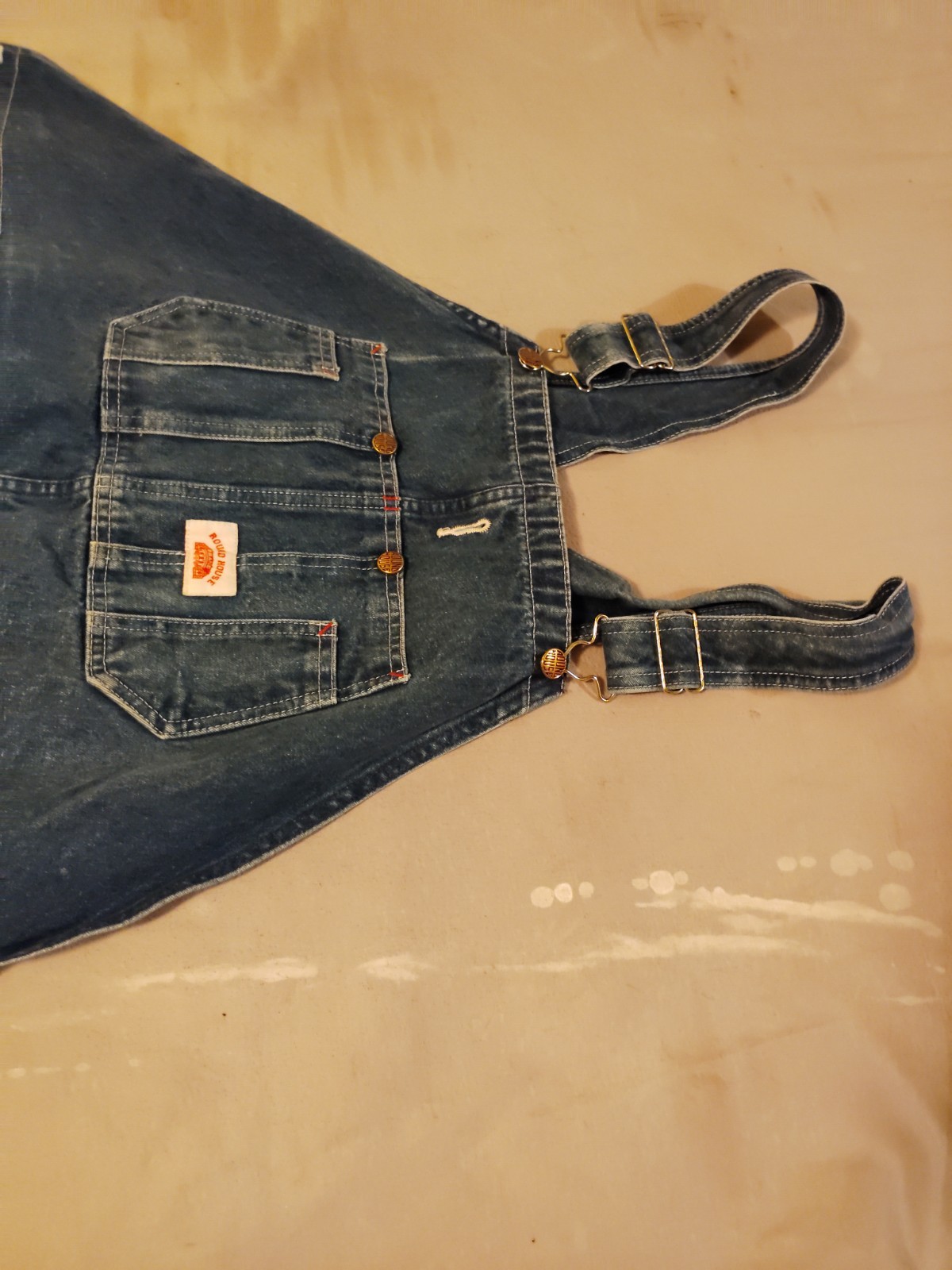 Round House Bib Overalls Men’s 48×32 Blue Denim Carpenter Loop #7