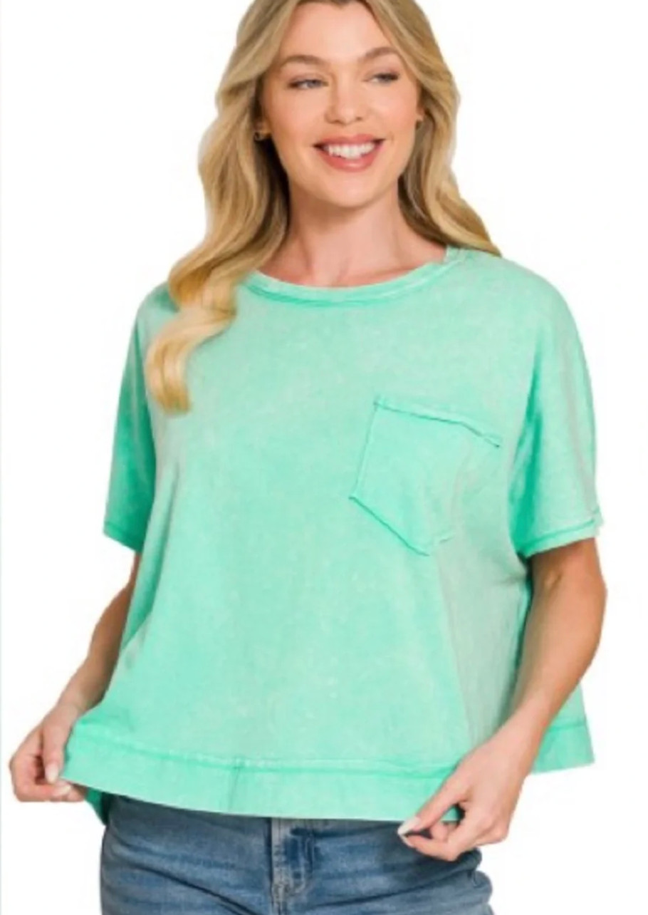 Zenana Mint Whitewashed Top – Size Large
