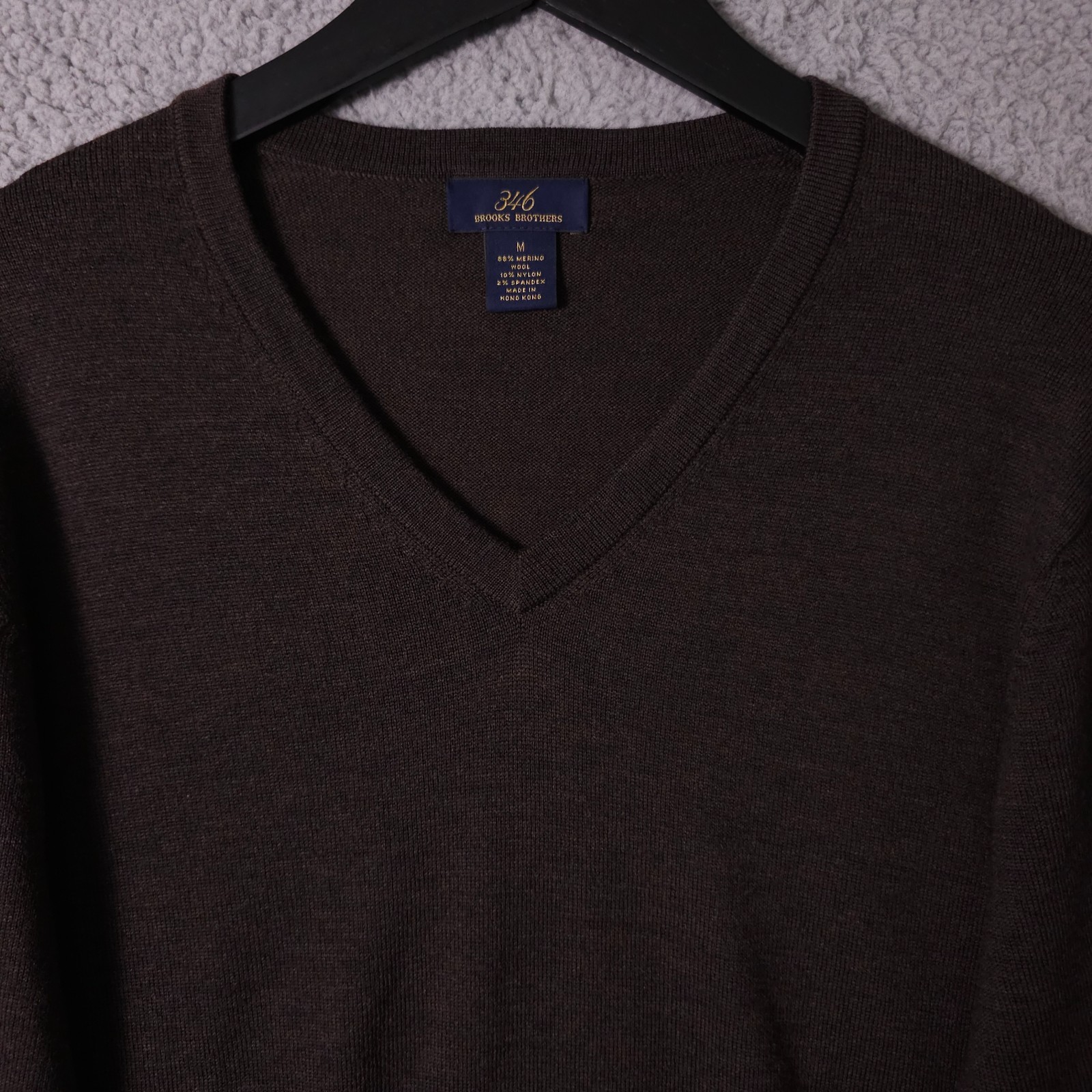 Brooks Brothers 346 Sweater Mens Medium Brown Merino Wool Blend Pullover Preppy