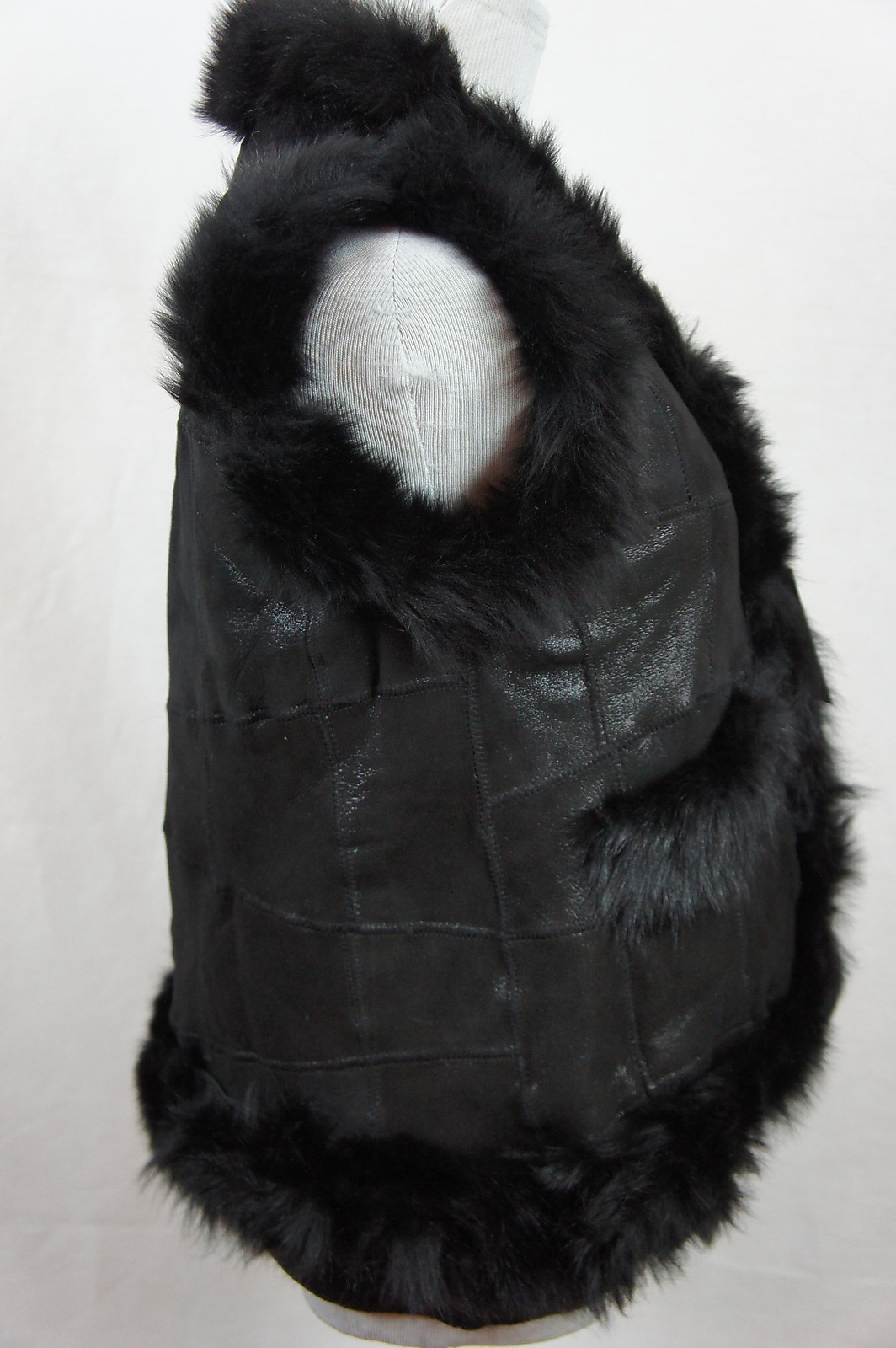 Short Women 100% Shearling Leather Sheepskin Long Haired Toscana Fur Vest Jacket