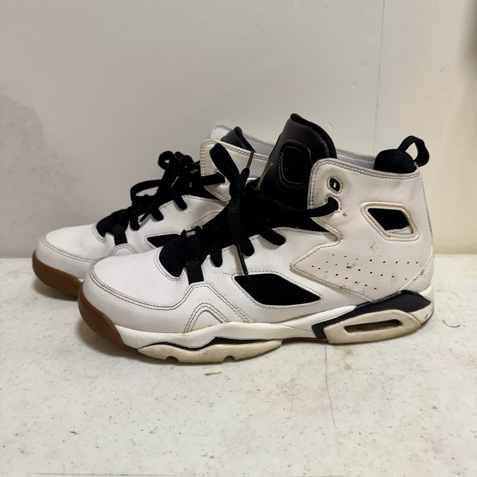 Jordan Flight Club 91 Kids White Black Gold Sneakers 555333-121 Size 7.5Y