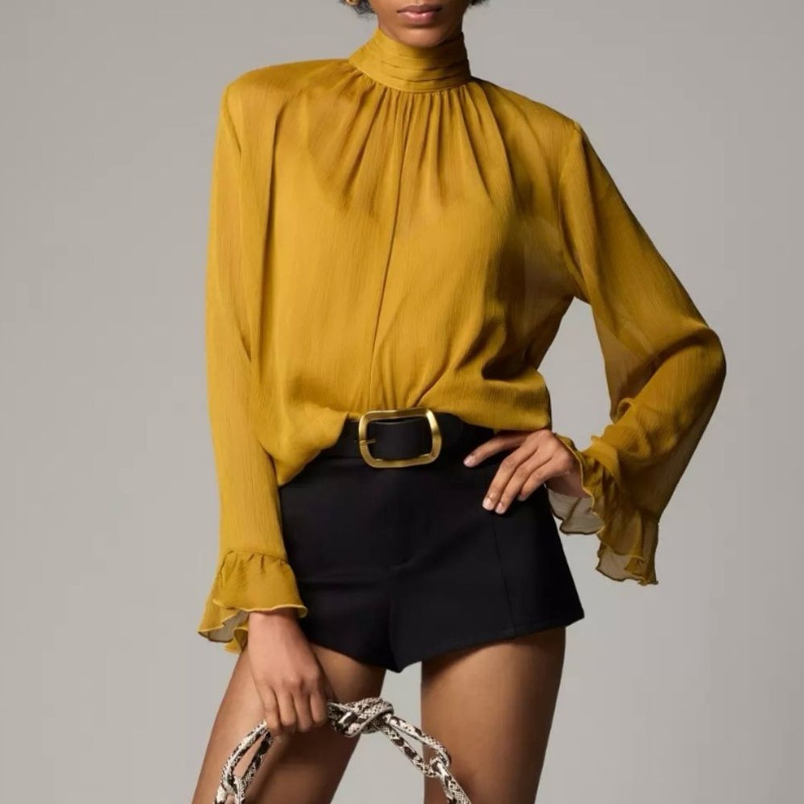 NWT Anthropologie Boho Chic Gold Blouse Feminine Statement Elegant Date Night