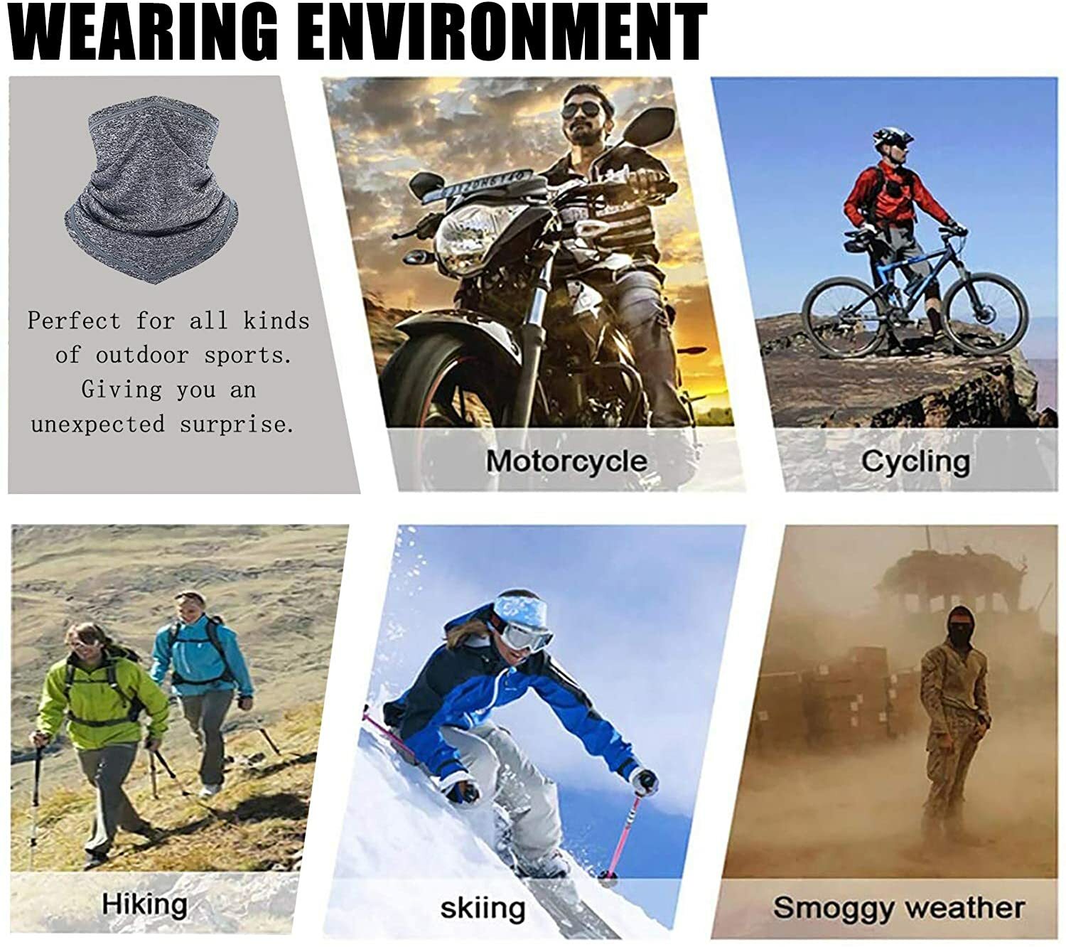 Balaclava Summer Ice Silk Breathable Neck Gaiter Quick Drying Face Mask Scarf US