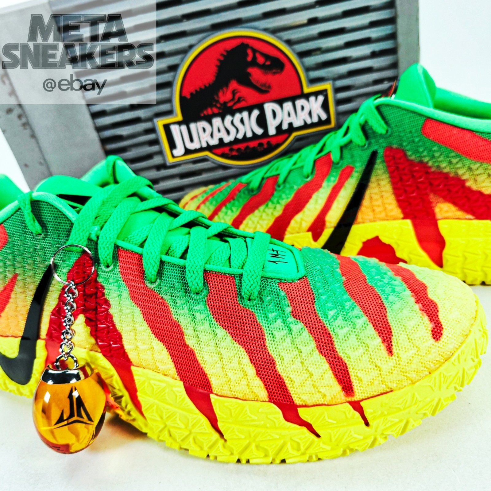 Nike JA 3 US 13.5 Men’s Green Yellow Red Black Jurassic Park Zoom IU7240 300 New