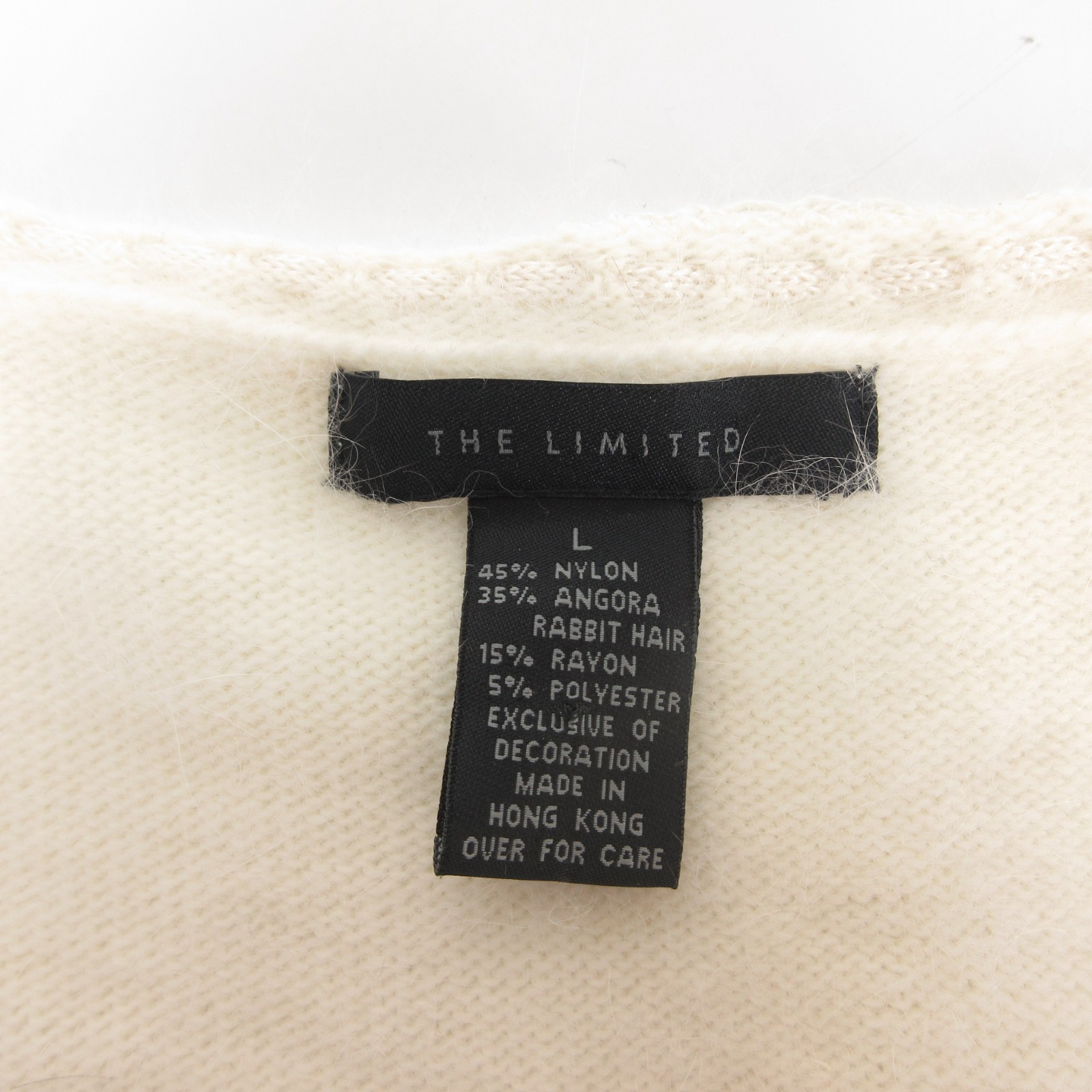 THE LIMITED Angora Blend Sweater Womens Large White Fuzzy Soft