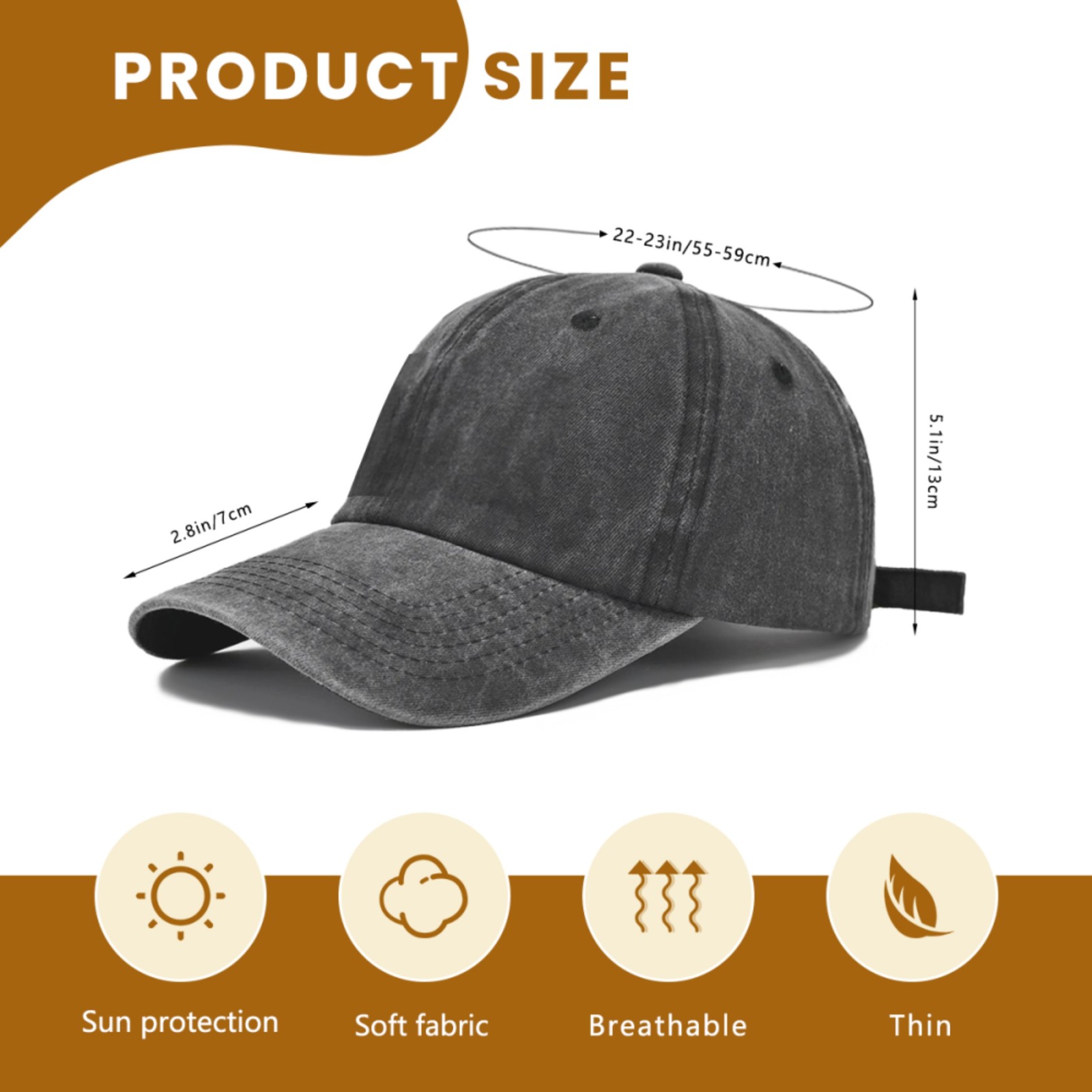 Personalized Vintage Washed Baseball Cap, Custom Name Logo Text Hat Adjustable
