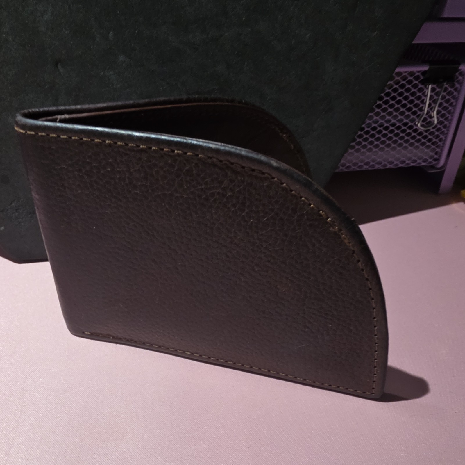 Rogue Industries Brown Leather Front Pocket Wallet Curved Bifold ID Window