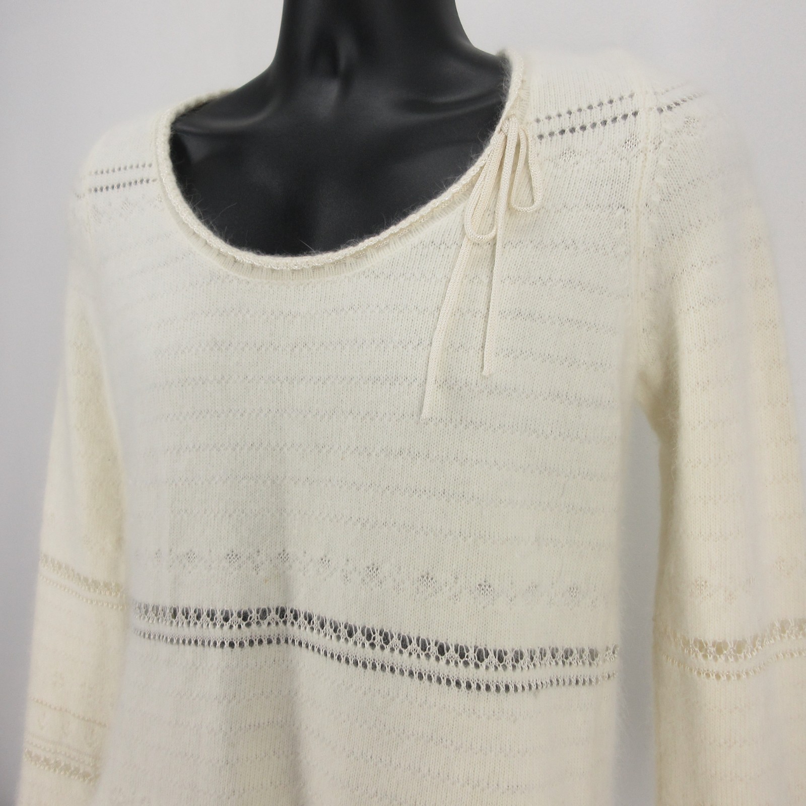 THE LIMITED Angora Blend Sweater Womens Large White Fuzzy Soft