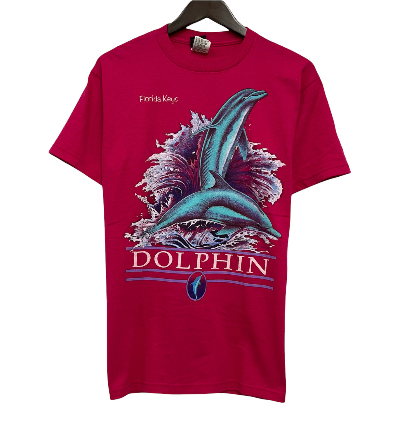 Vtg Florida Keys Dolphins 1990’s Sherry’s Best Men’s Size M Fuchsia T-Shirt euc