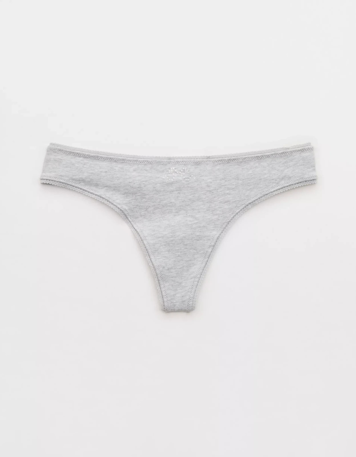 XS American Eagle AERIE Superchill Cotton Ruched Picot Thong Panties Underwear
