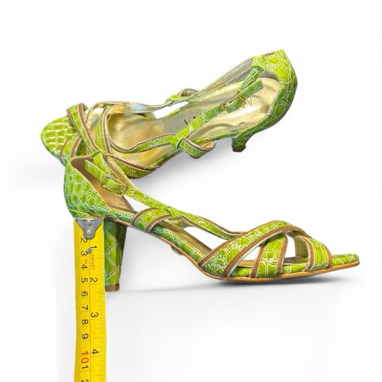 Miss Tina Women’s Green Crocodile Leather Strappy Open Toe Ankle Strap 7M