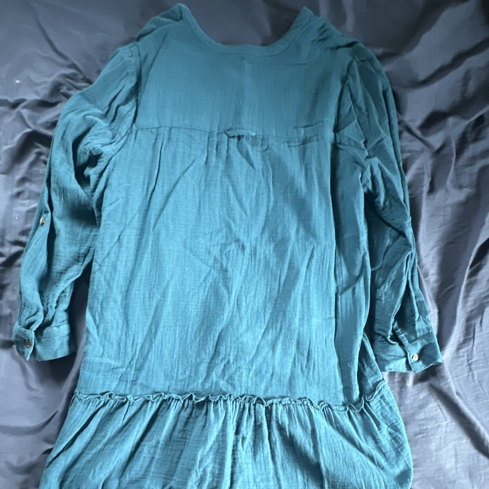 Sonoma Goods For Life Women’s Teal Solid V-Neck Shirt Dress Midi XL