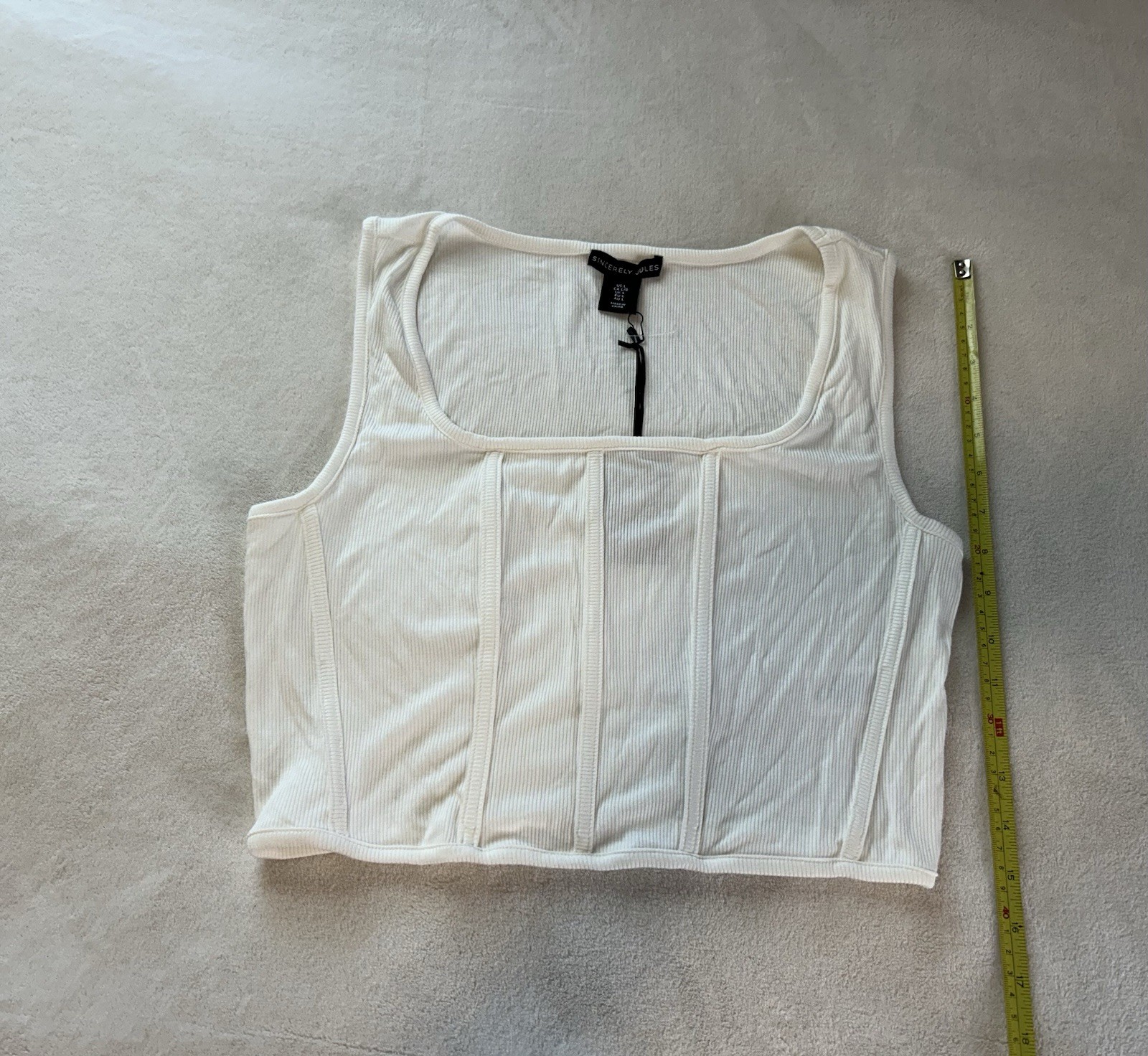 New tag nwt White ribbed tank top crop sincerely Jules large formed festival