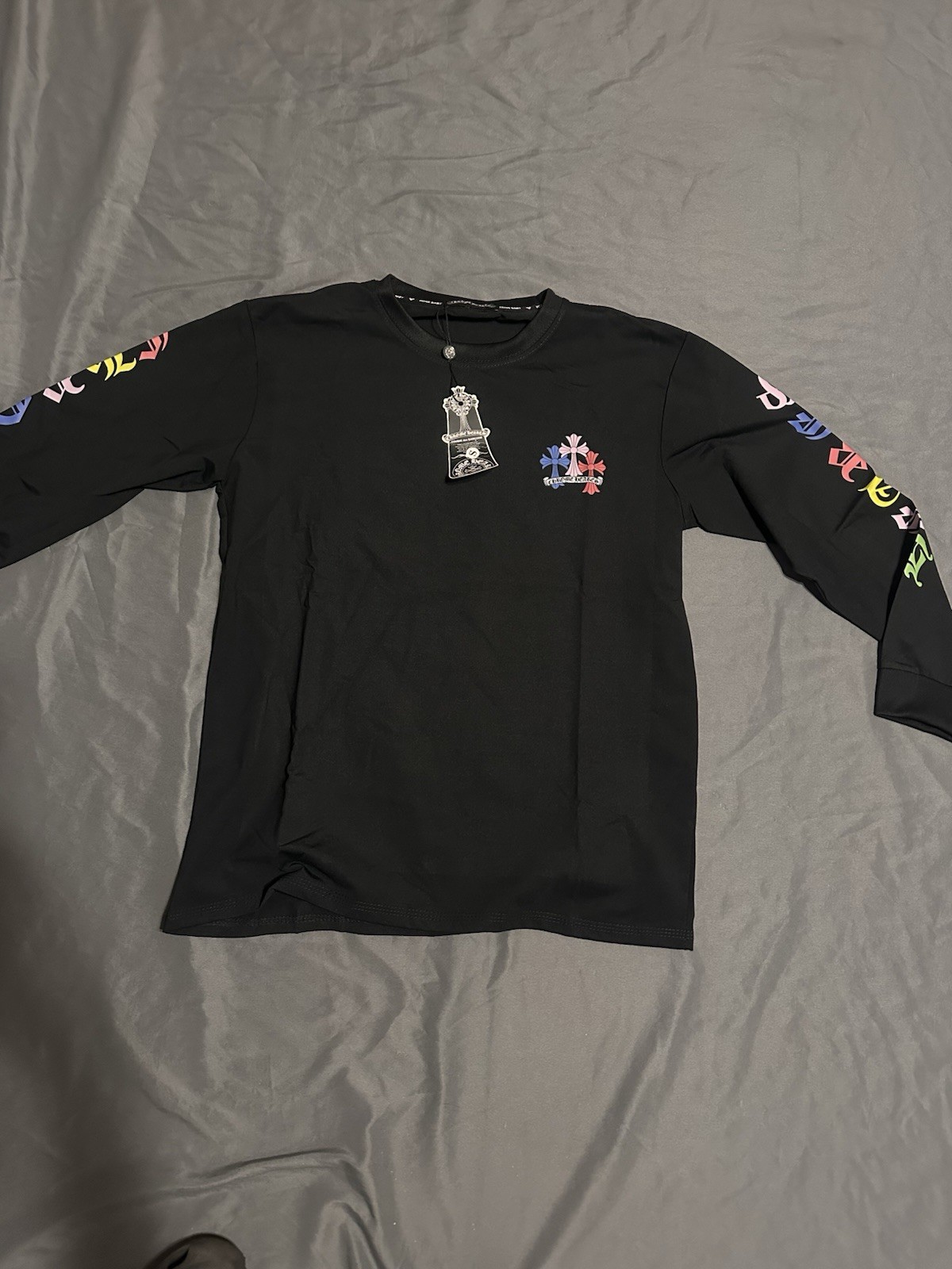 Chrome Hearts Men’s Size S Black Graphic Logo T-Shirt Long Sleeve Crew Neck NWT