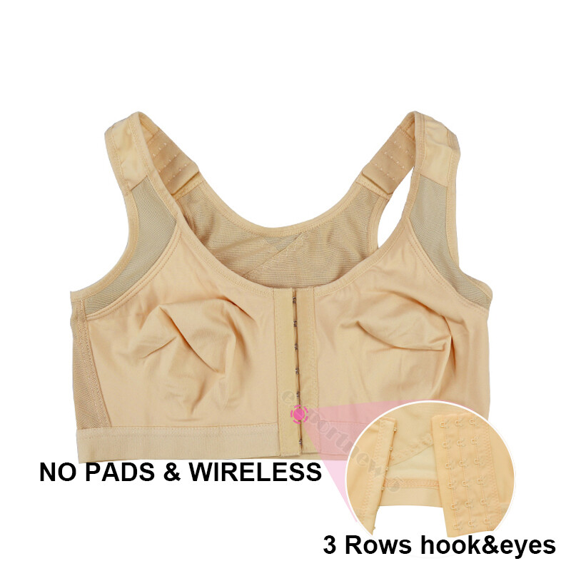 Women’s Front Closure Posture Wireless Back Support Full Coverage Bra Wide Strap