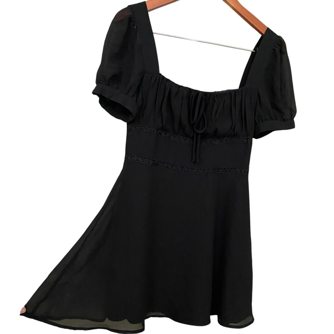 Privacy Please Barlow Mini Dress Small Milkmaid Babydoll Chiffon LBD Revolve