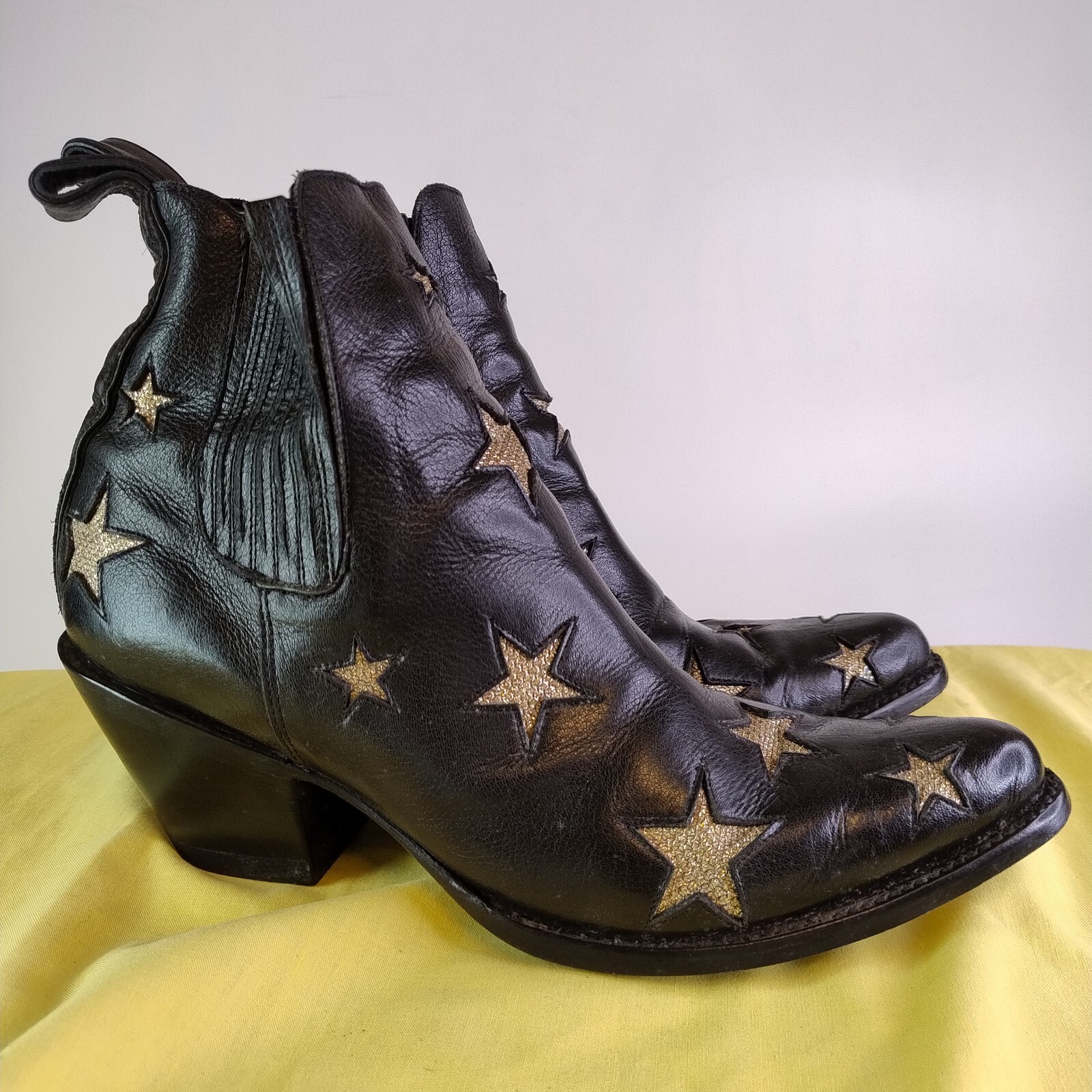 Official Mexicana Chelsea Boots Heeled Black Gold Stars SIZE 43