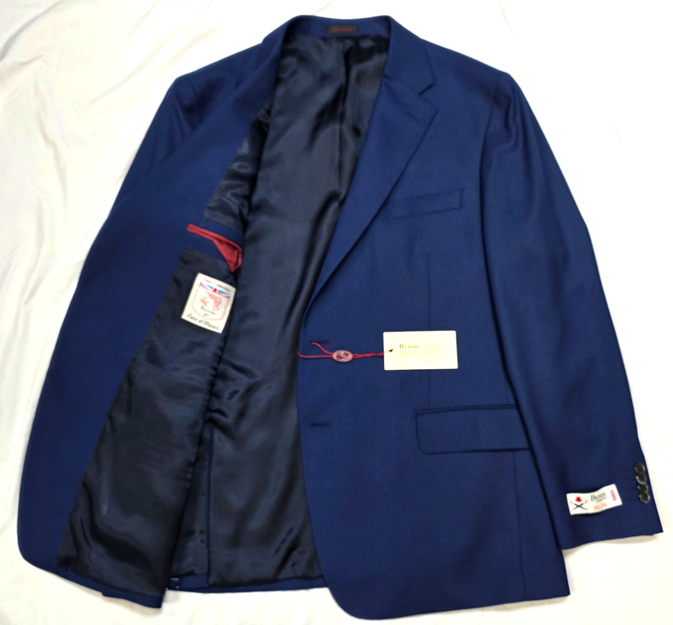 $798 New BYRON Slim Fit Carnaby Blazer Men’s 44 R 44 REG Cobalt Blue 100% WOOL