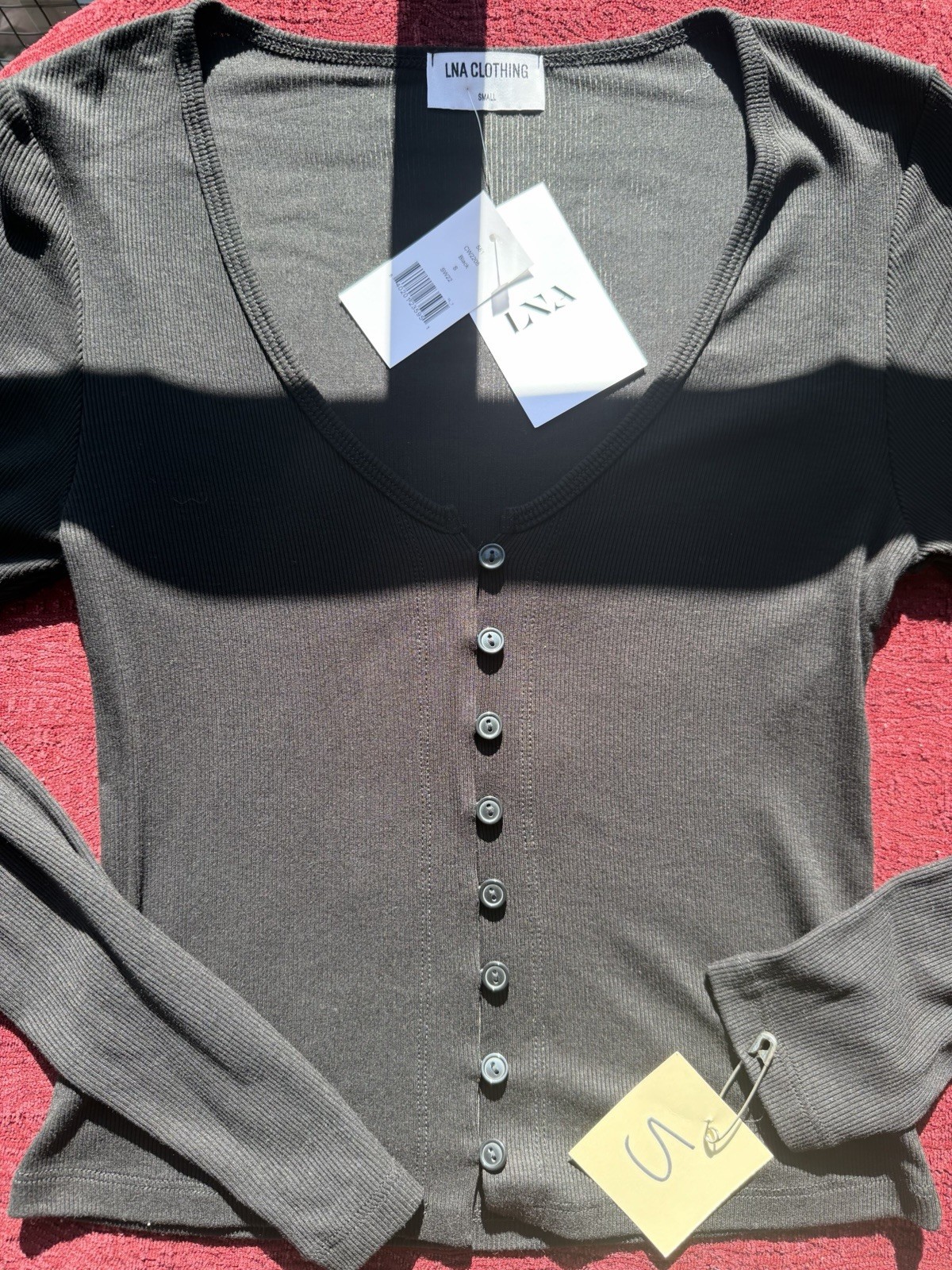 LNA Clothing NWT Black Ribbed Long Sleeve V-Neck Cardigan Top Size Small