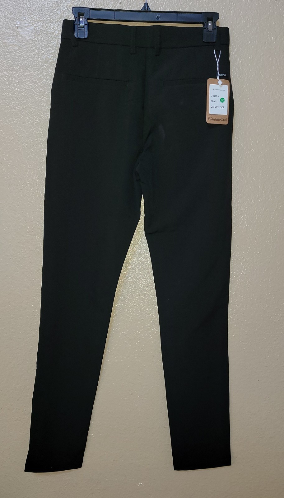 Plaid & Plain Men’s Stretch Dress Pants Slim Fit Skinny Suit Pants, (C)