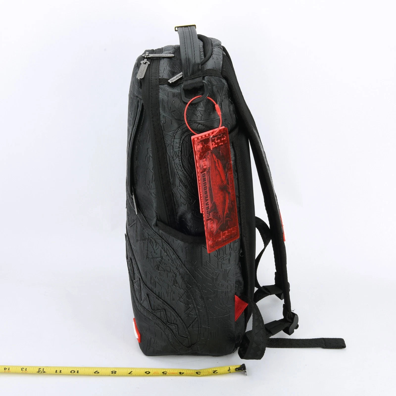 Sprayground Nightflight G800 Black DLXV Leather Shark Zipper Backpack Bag