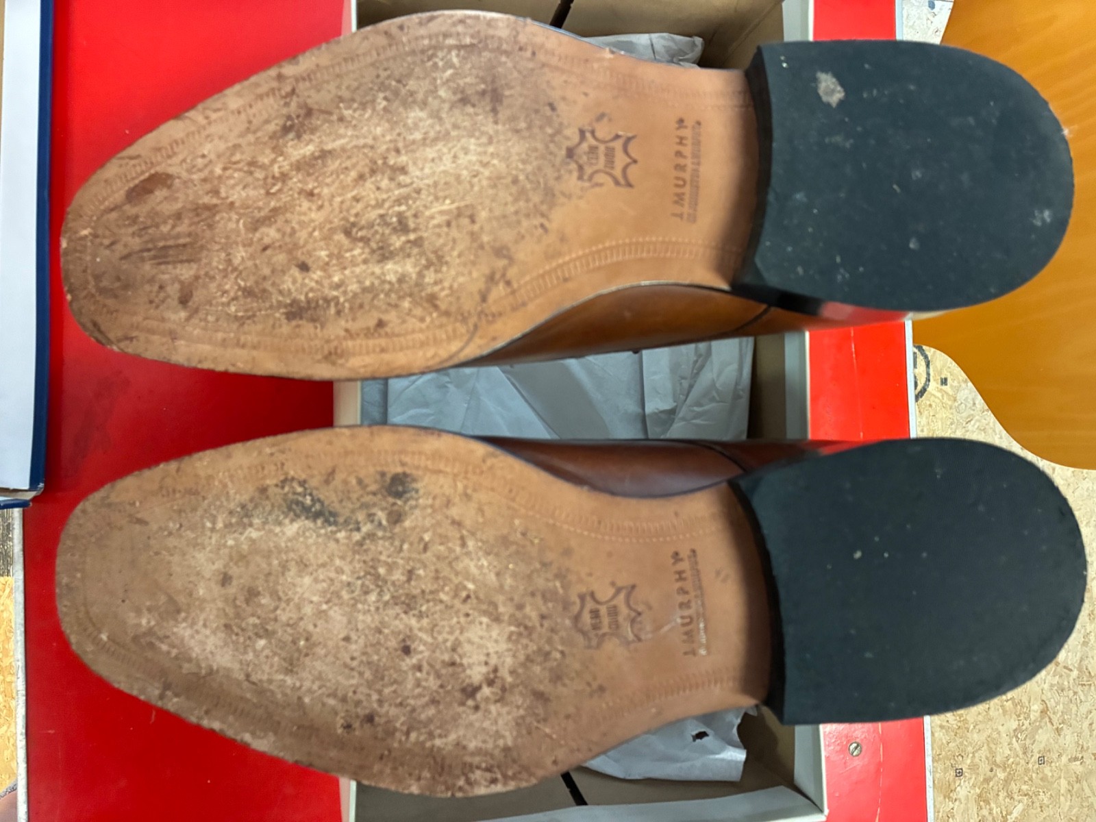 J. Murphy Mens Size 14M Brown Leather Captoe Dress Shoes